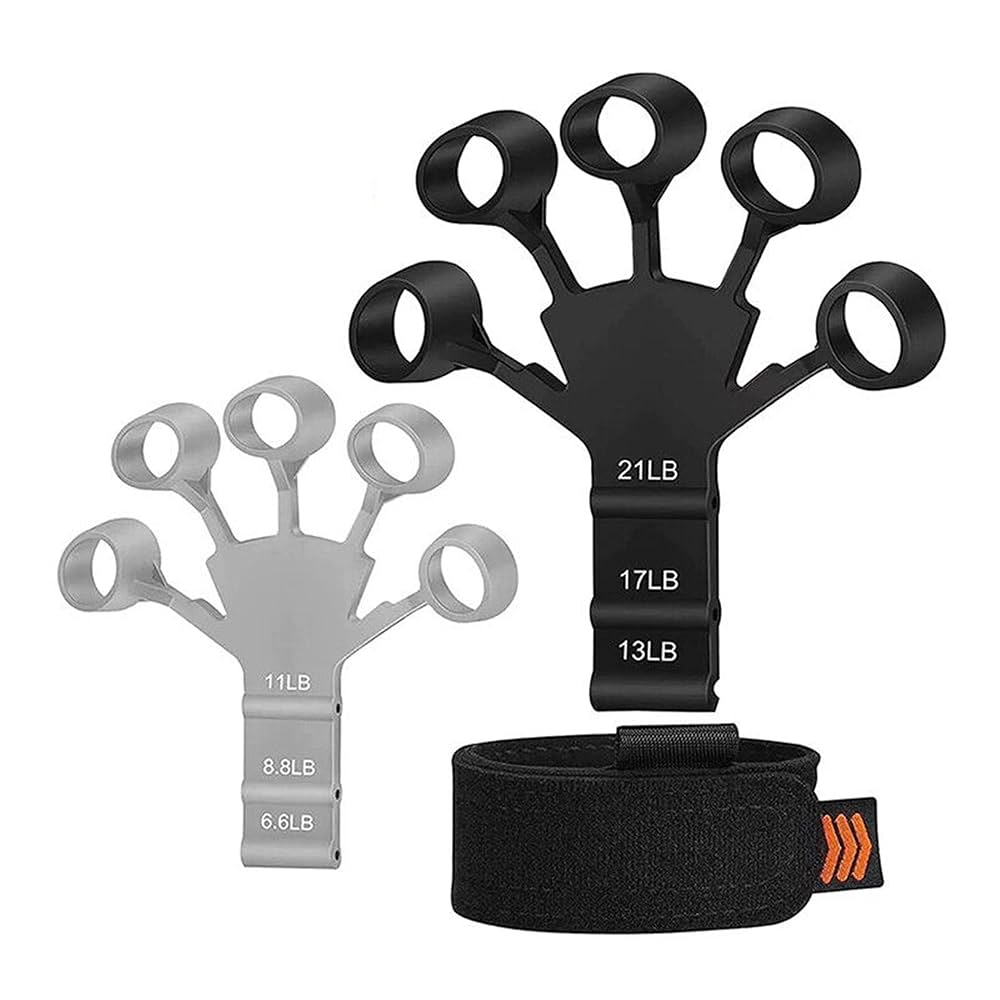 2PCS Adjustable Finger & Hand Grip Strengthener – Black & Grey