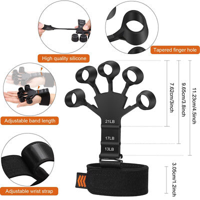 2PCS Adjustable Finger & Hand Grip Strengthener – Black & Grey